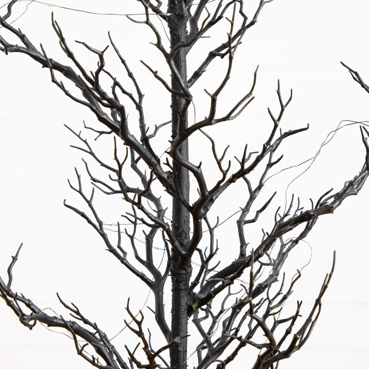 5' Pre-Lit Artificial Halloween Black Spooky Twig Tree with 200 Orange & Purple Copper Wire String LED Lights