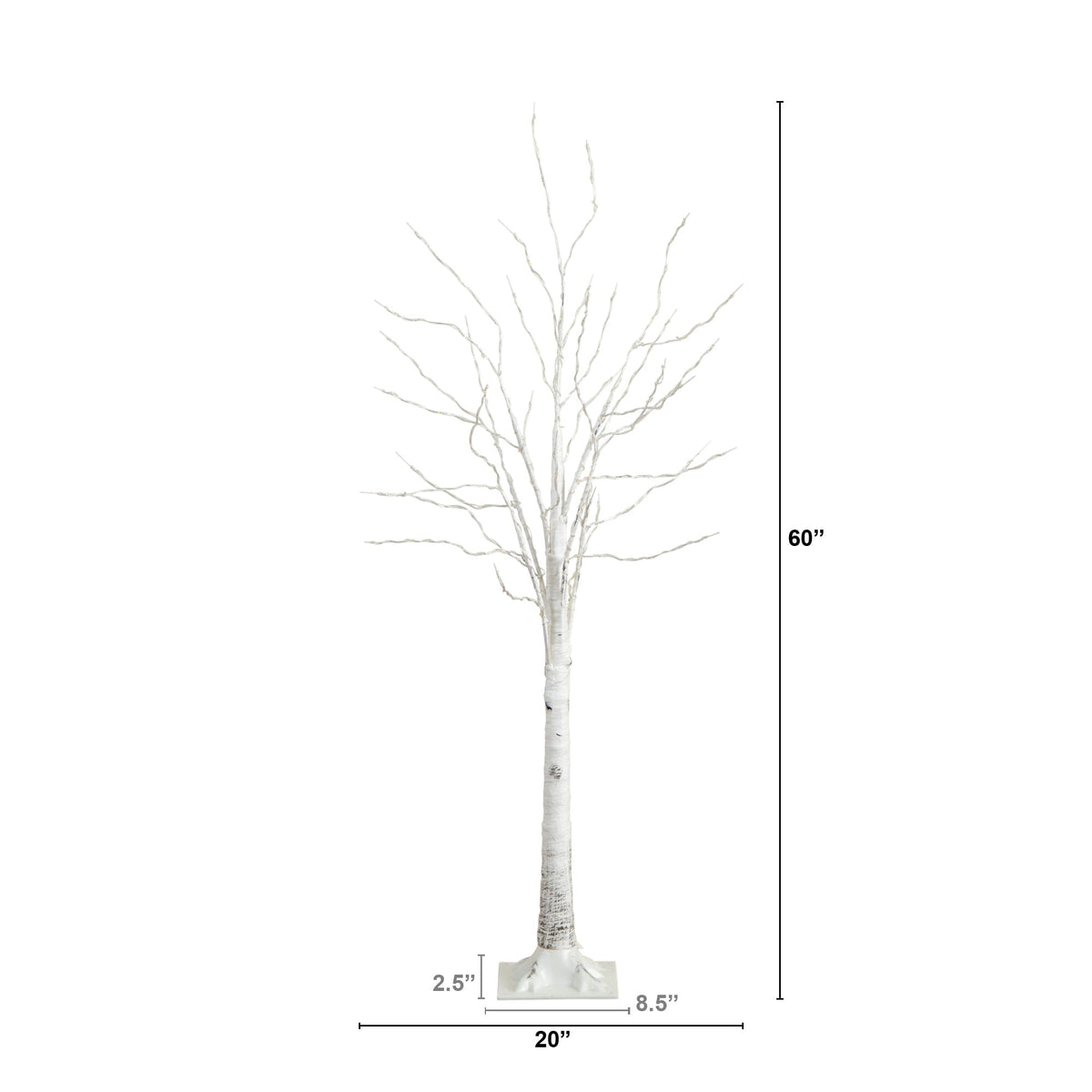 5’ Pre-Lit Artificial White Birch Tree with 240 Warm White LED Lights