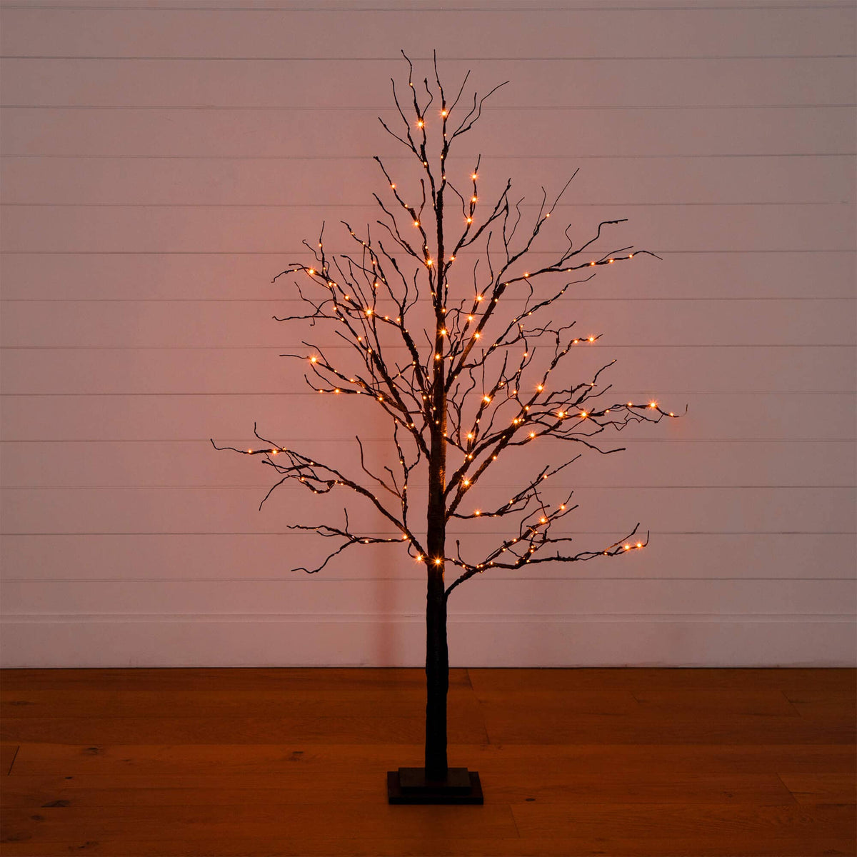 5' Pre-Lit Halloween Black Twig Artificial Tree with 240 Orange & Purple LED Lights