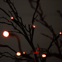 5’ Pre-Lit Halloween Deluxe Black Twig Artificial Tree with 102 Orange & Purple LED Lights - Ornate Home