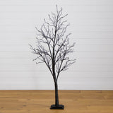 5’ Pre-Lit Halloween Deluxe Black Twig Artificial Tree with 102 Orange & Purple LED Lights