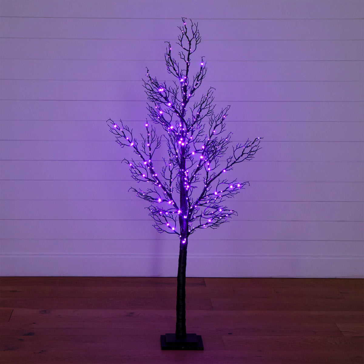 5' Pre-Lit Halloween Minimalist Twig Artificial Fall Tree with 240 Orange & Purple LED Lights