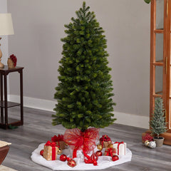 5’ Slim Colorado Mountain Spruce Artificial Christmas Tree with 250 (Multifunction) Lights with Instant Connect - Ornate Home