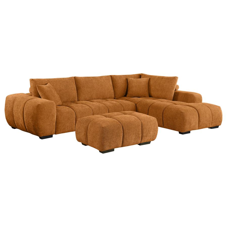 Camacho Orange Chaise Sectional Sofa with Ottoman Set - Ornate Home