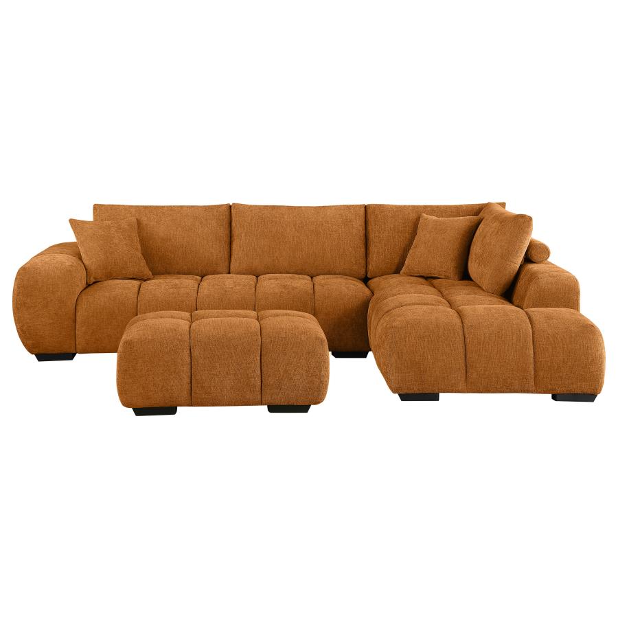 Camacho Orange Chaise Sectional Sofa with Ottoman Set - Ornate Home