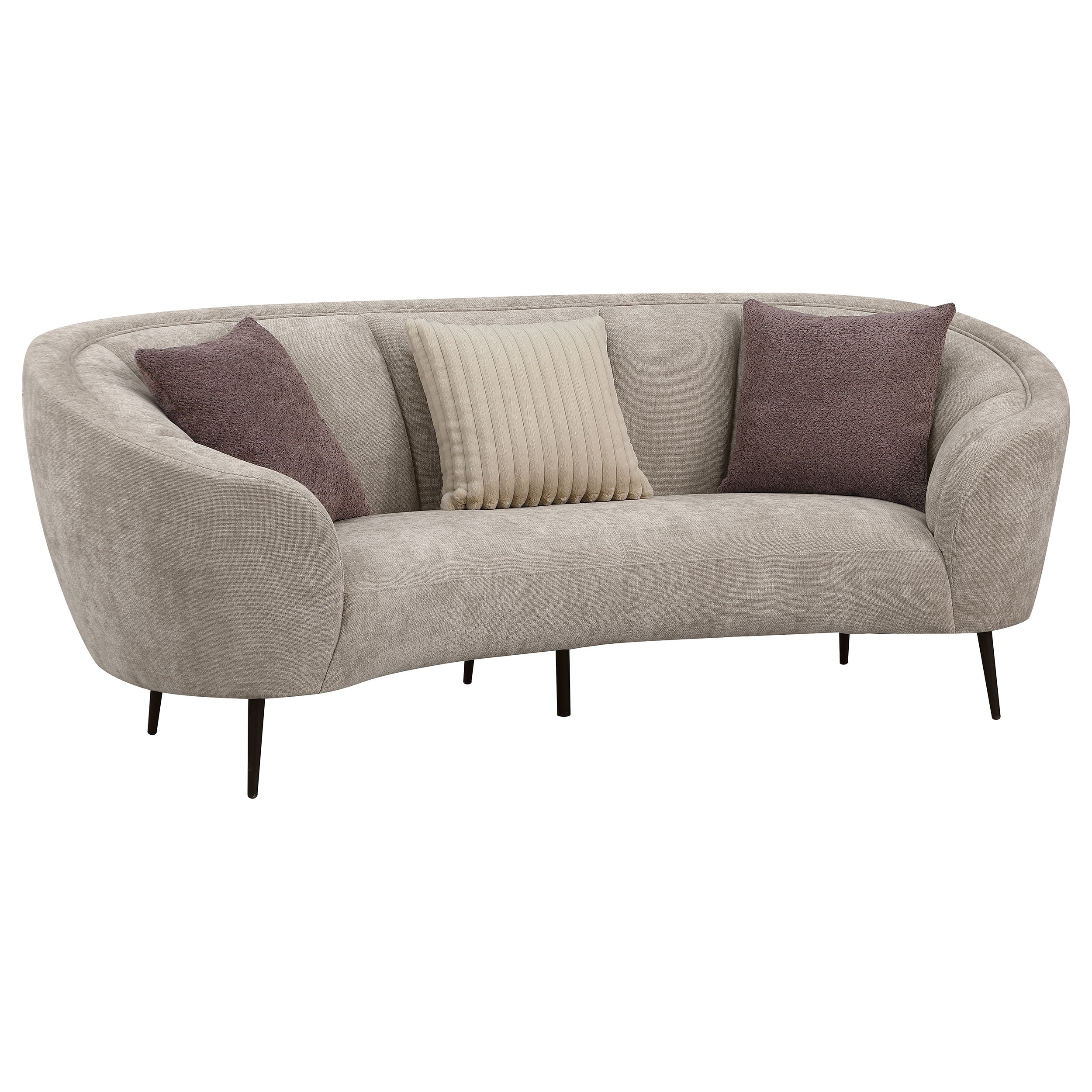 Ellorie Beige Channel Back Curved Sofa - Ornate Home