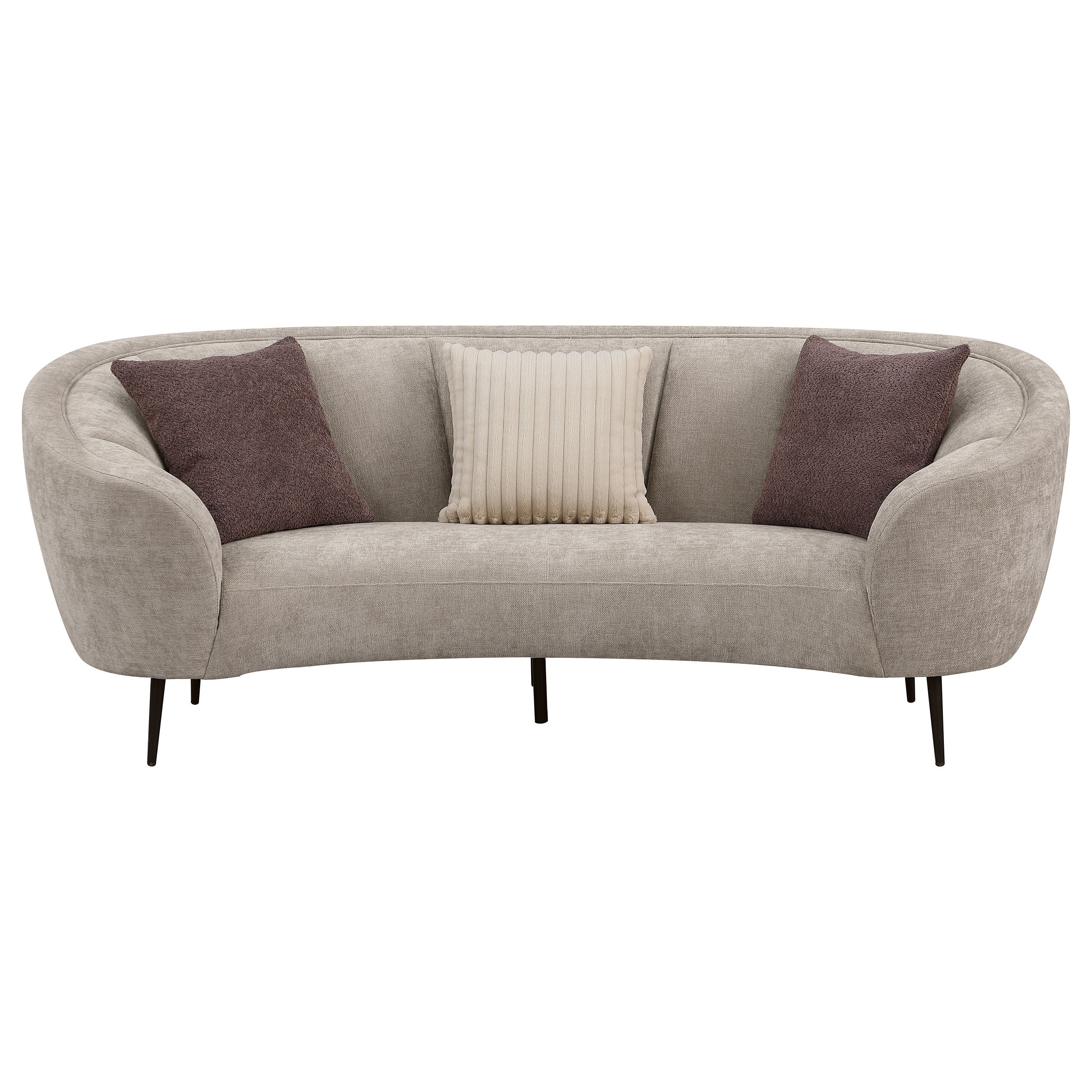 Ellorie Beige Channel Back Curved Sofa - Ornate Home