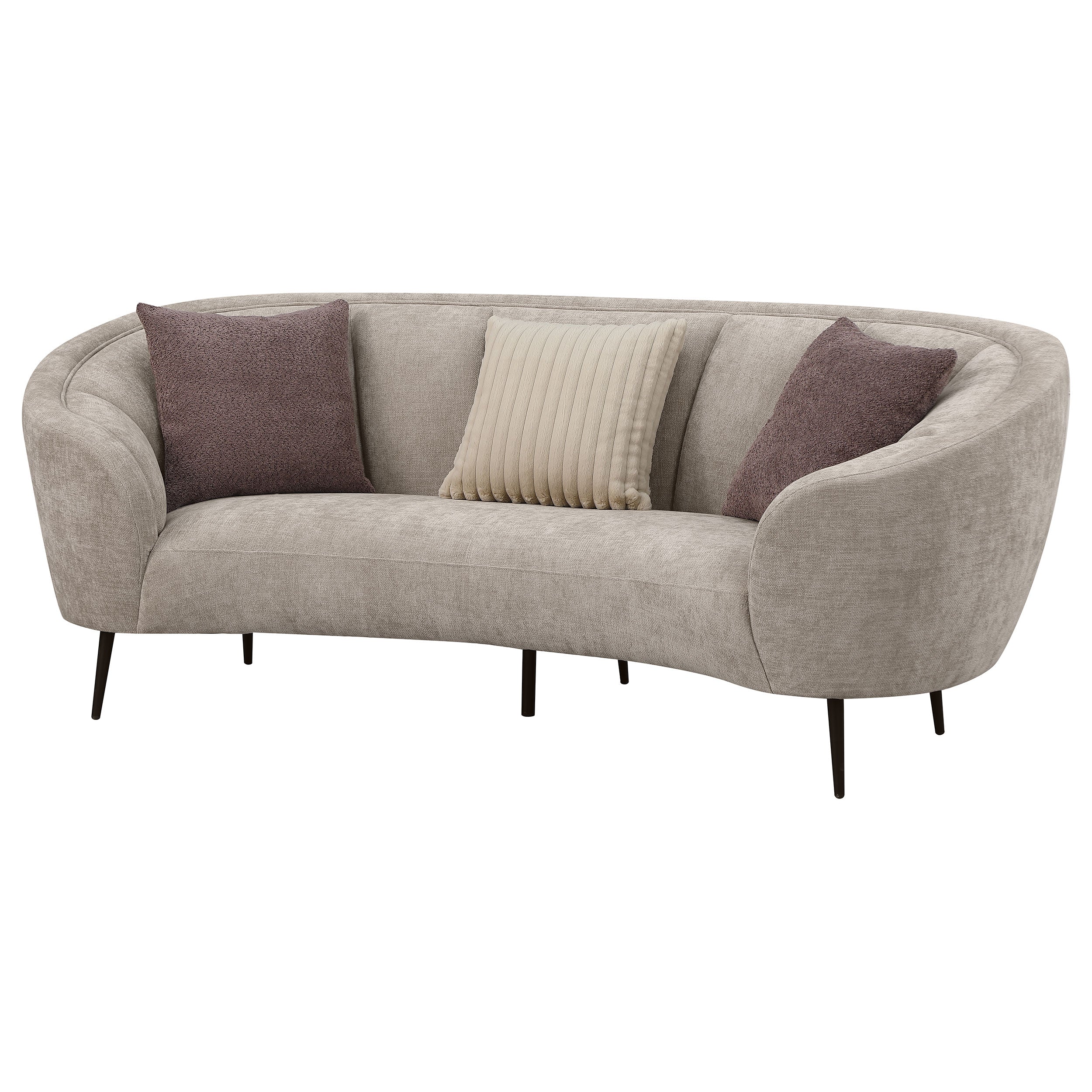 Ellorie Beige Channel Back Curved Sofa - Ornate Home