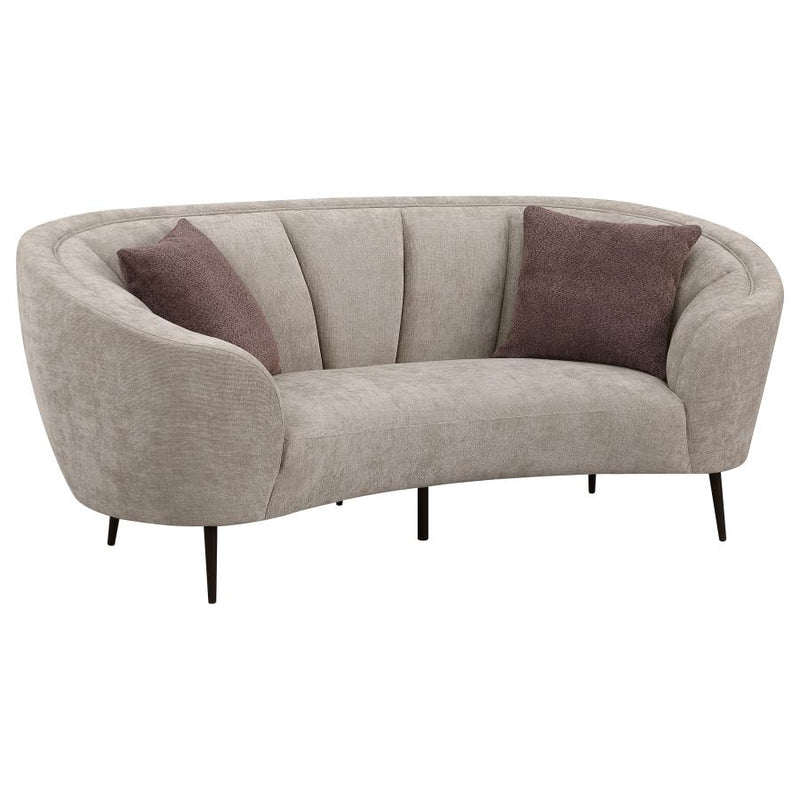 Ellorie Beige Channel Back Curved Loveseat - Ornate Home