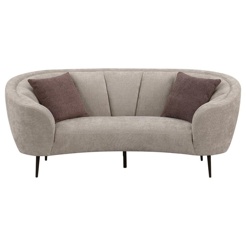 Ellorie Beige Channel Back Curved Loveseat - Ornate Home