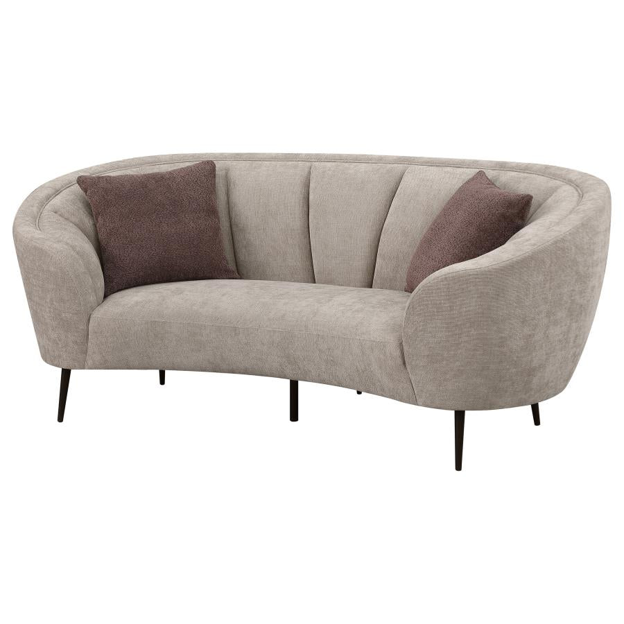 Ellorie Beige Channel Back Curved Loveseat - Ornate Home