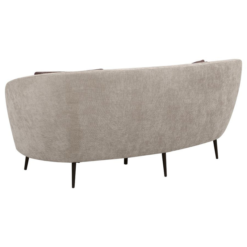 Ellorie Beige Channel Back Curved Loveseat - Ornate Home