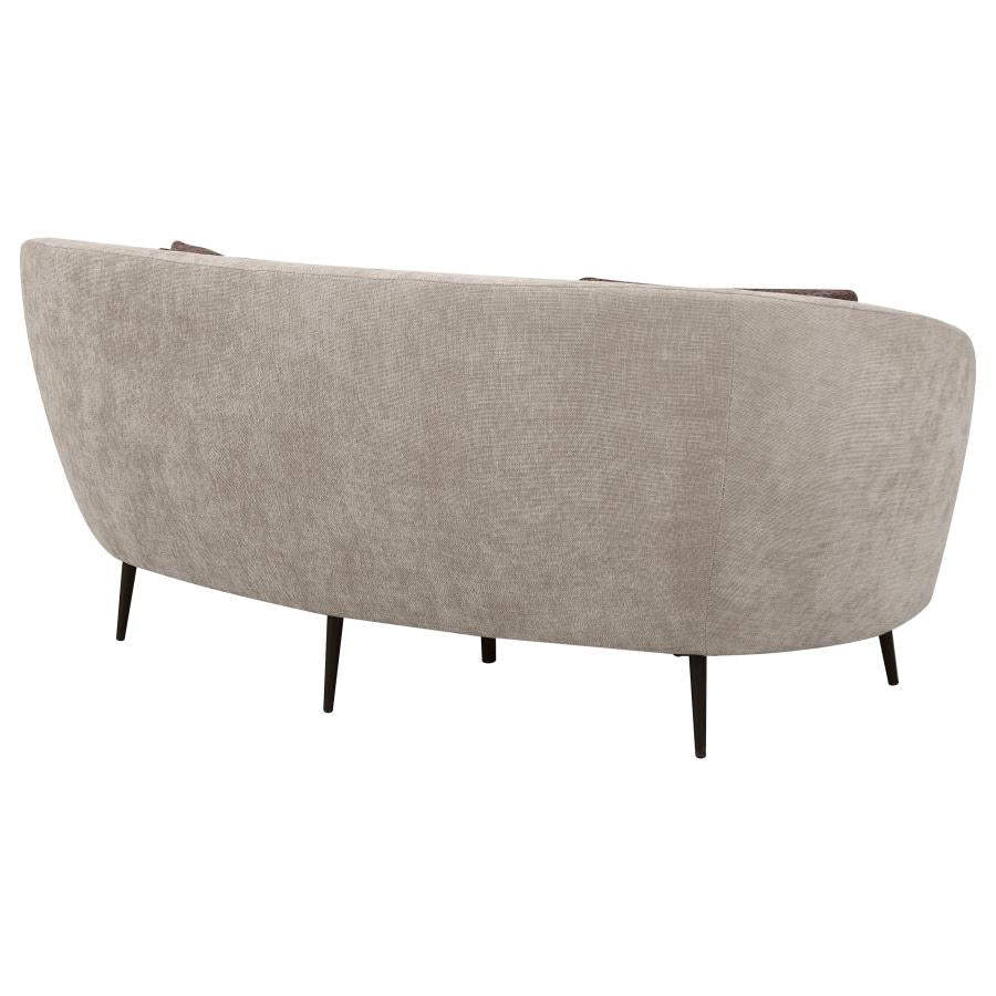 Ellorie Beige Channel Back Curved Loveseat - Ornate Home