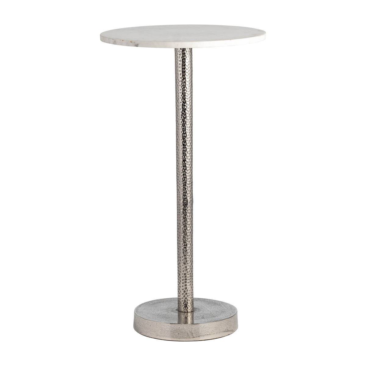 Graton Silver Metal Round Drink Table with Flat Base