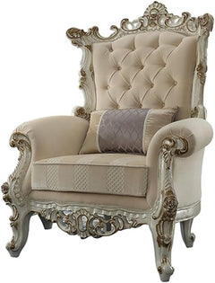 Picardy II Fabric & Antique Pearl Accent Chair & Pillow - Ornate Home
