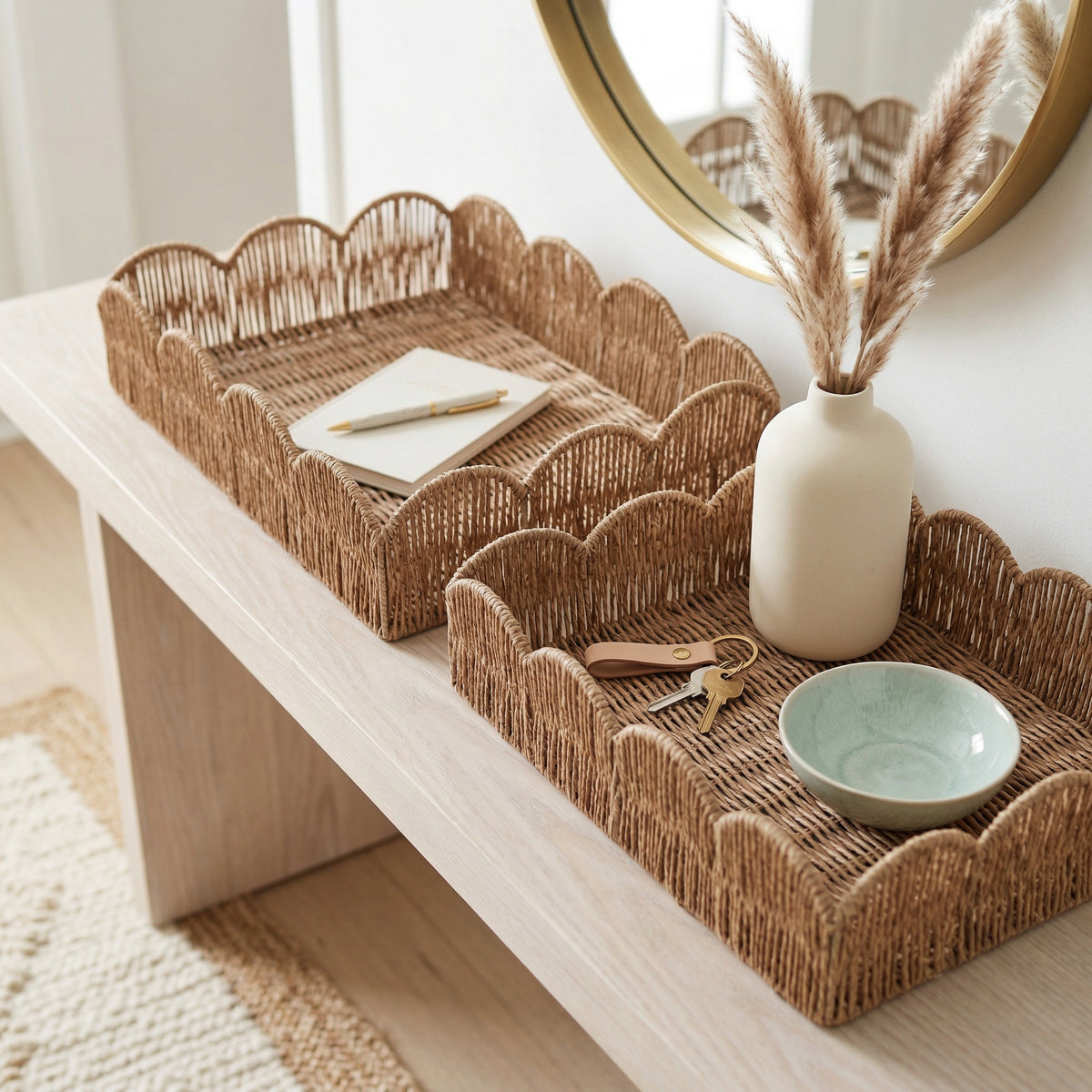 Yatesgrove Natural Petal Shape Rectangular Trays (Set of 2)