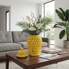 Brisbane Yellow Pierced Temple Jar