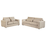 Amador Camel 2-Piece Chenille Upholstered Track Arm Sofa Set