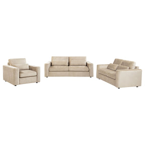 Amador Camel 3-Piece Chenille Upholstered Track Arm Sofa Set