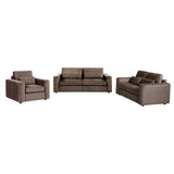Amador Chocolate 3-Piece Chenille Upholstered Track Arm Sofa Set