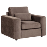 Amador Chocolate 3-Piece Chenille Upholstered Track Arm Sofa Set