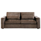 Amador Chocolate Chenille Upholstered Track Arm Sofa
