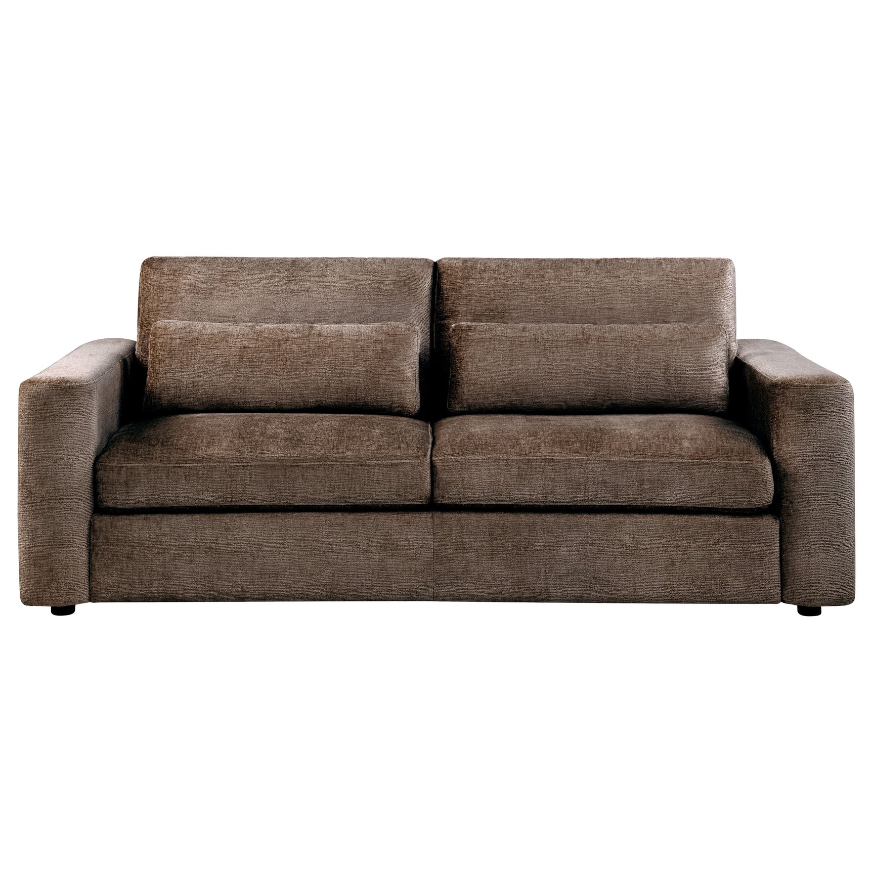Amador Chocolate Chenille Upholstered Track Arm Sofa