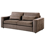 Amador Chocolate Chenille Upholstered Track Arm Sofa