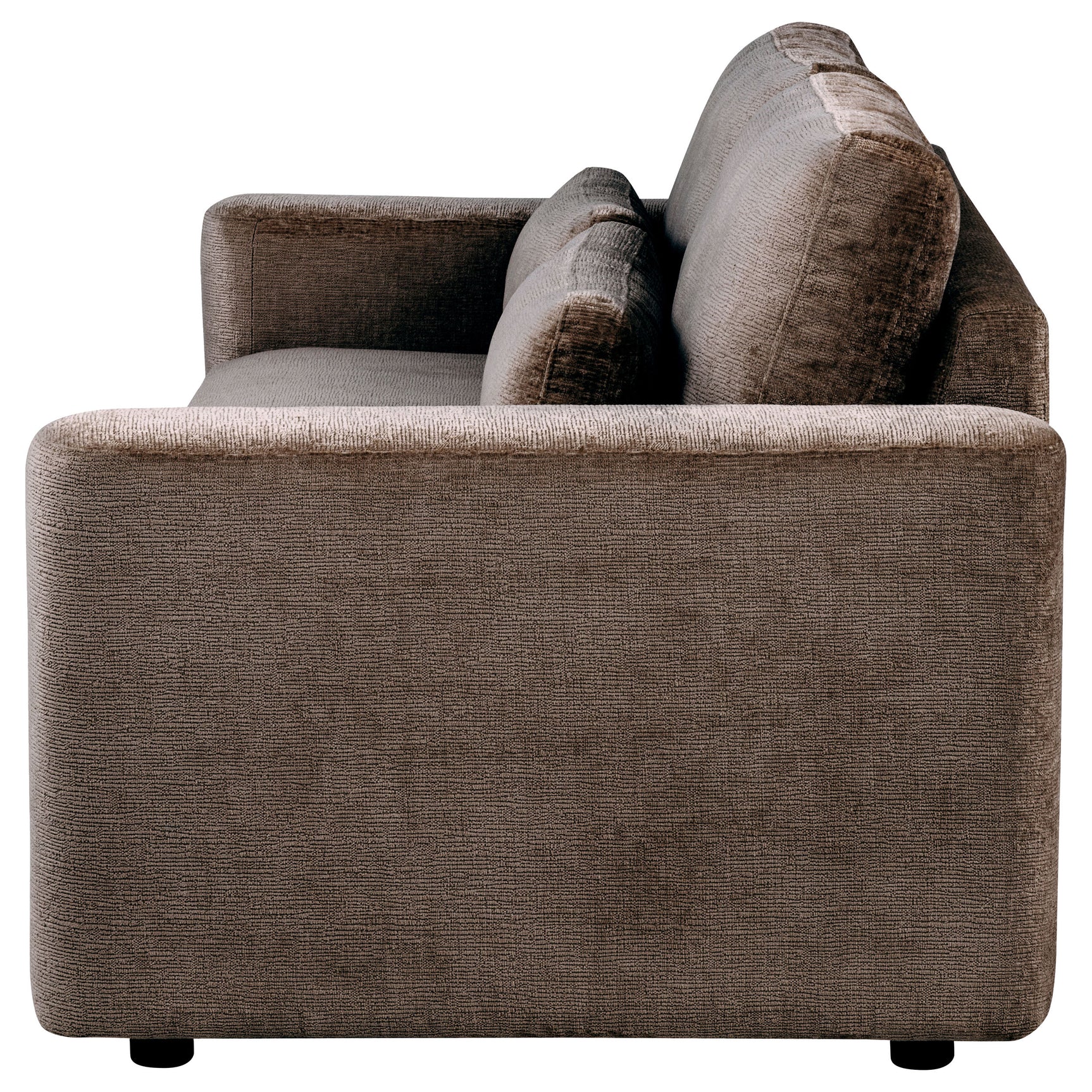 Amador Chocolate Chenille Upholstered Track Arm Sofa