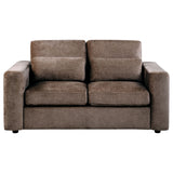 Amador Chocolate Chenille Upholstered Track Arm Loveseat