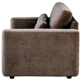 Amador Chocolate Chenille Upholstered Track Arm Loveseat