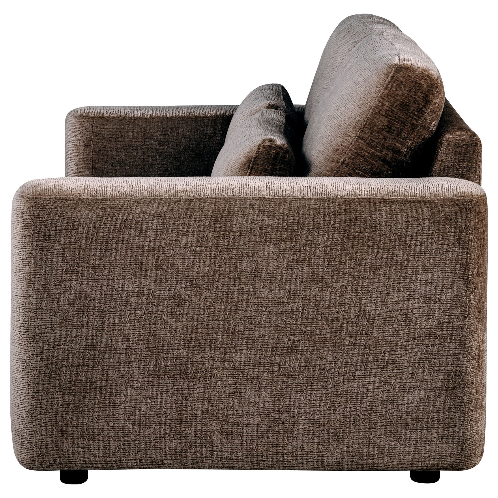 Amador Chocolate Chenille Upholstered Track Arm Loveseat