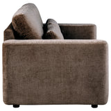 Amador Chocolate Chenille Upholstered Track Arm Loveseat