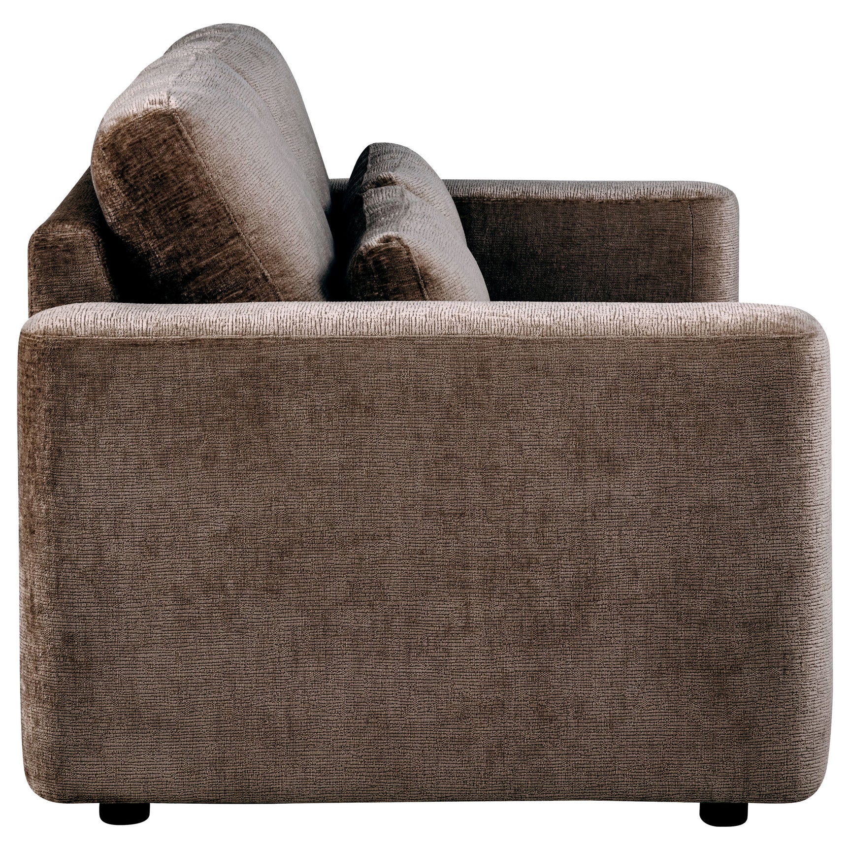 Amador Chocolate Chenille Upholstered Track Arm Loveseat