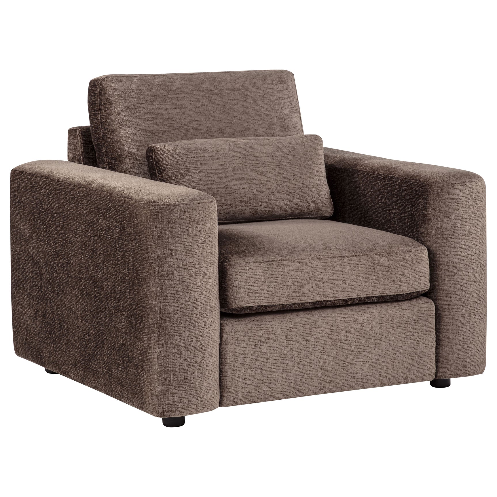 Amador Chocolate Chenille Upholstered Track Arm Accent Chair