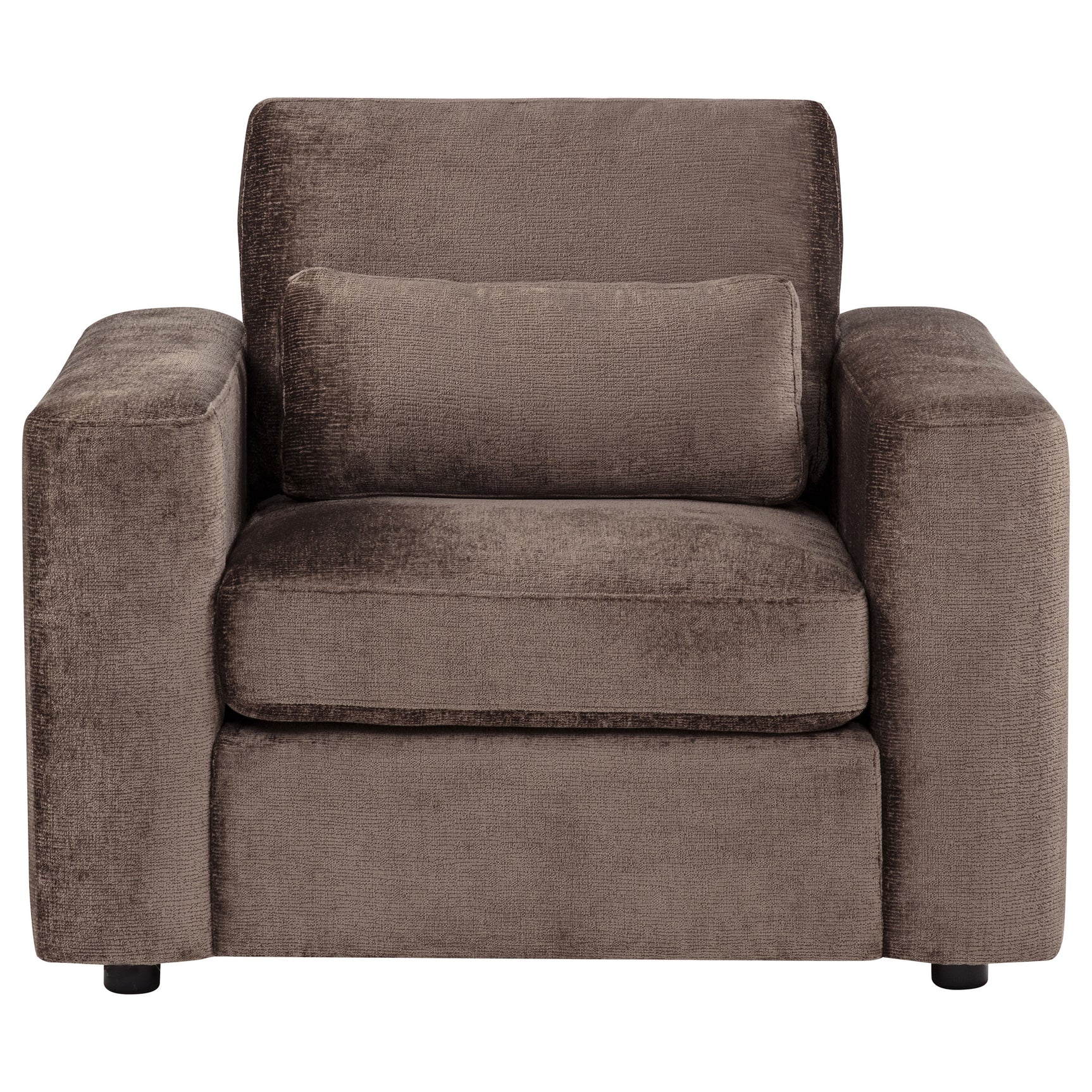 Amador Chocolate Chenille Upholstered Track Arm Accent Chair