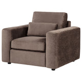 Amador Chocolate Chenille Upholstered Track Arm Accent Chair