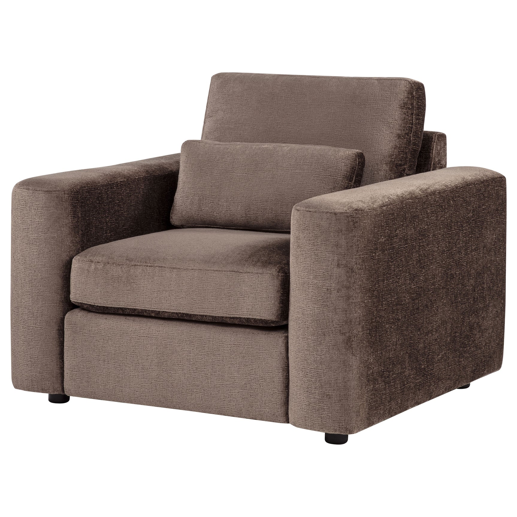 Amador Chocolate Chenille Upholstered Track Arm Accent Chair
