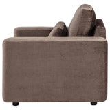 Amador Chocolate Chenille Upholstered Track Arm Accent Chair