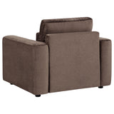 Amador Chocolate Chenille Upholstered Track Arm Accent Chair