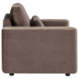 Amador Chocolate Chenille Upholstered Track Arm Accent Chair