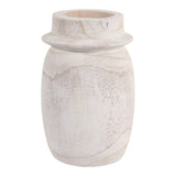 Loyalton White Small Wash Rustic Wood Vase