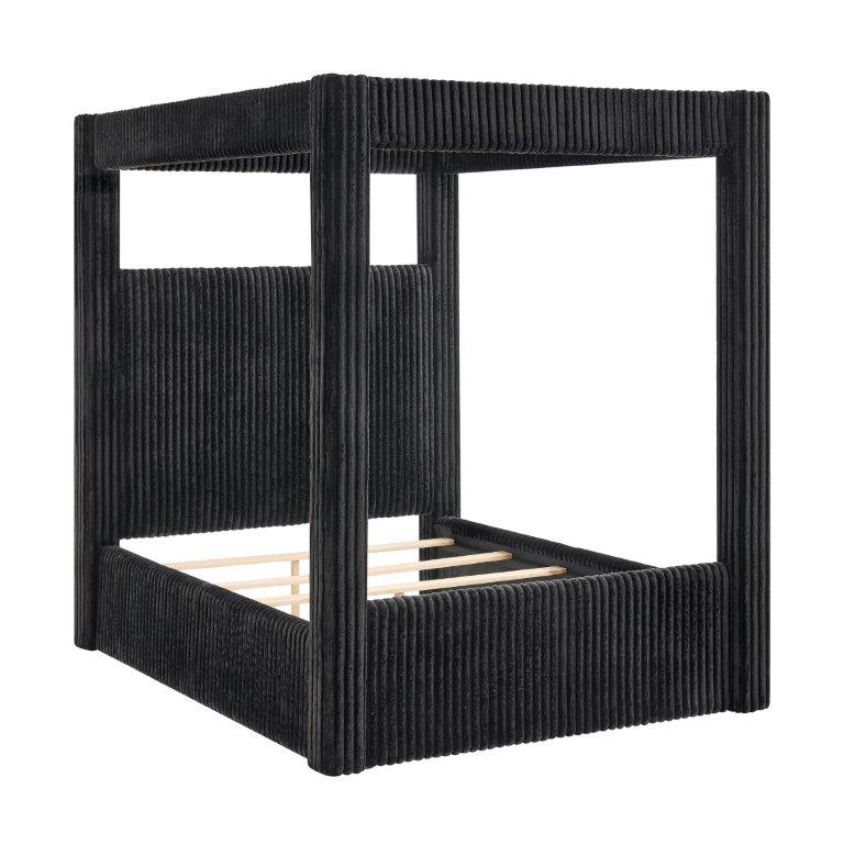 Carla Black Velvet Queen Canopy Bed