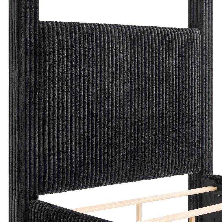 Carla Black Velvet Queen Canopy Bed