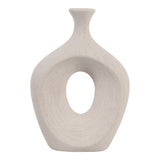 Alray Beige Beaded Oval Cut Out Vase