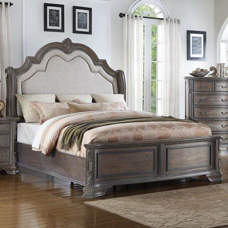 Sheffield Antique Gray King Panel Bed - Ornate Home