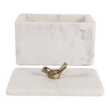 McCampbell Tan/Ivory/Brass Marble Box with Bird Knob