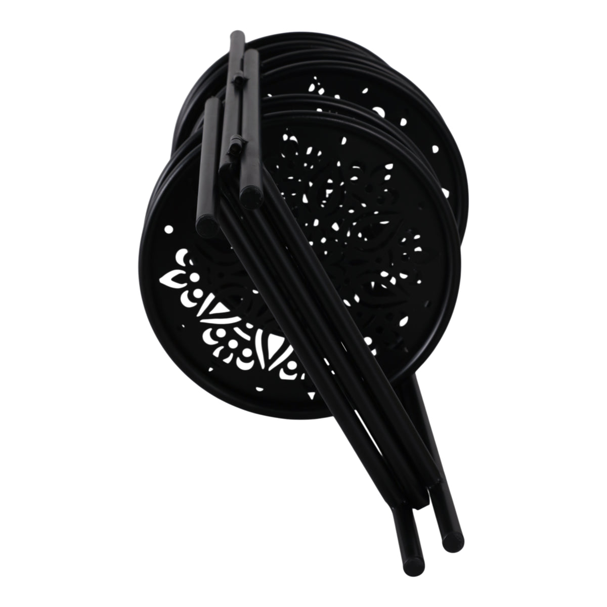 West Park Black Folding 3-Tier Mandala Plant Stand