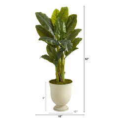 52” Triple Stalk Banana Artificial Tree in Decorative Urn (Real Touch) - Ornate Home
