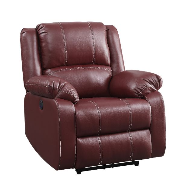 Zuriel Red  Power Motion Recliner W/USB - Ornate Home